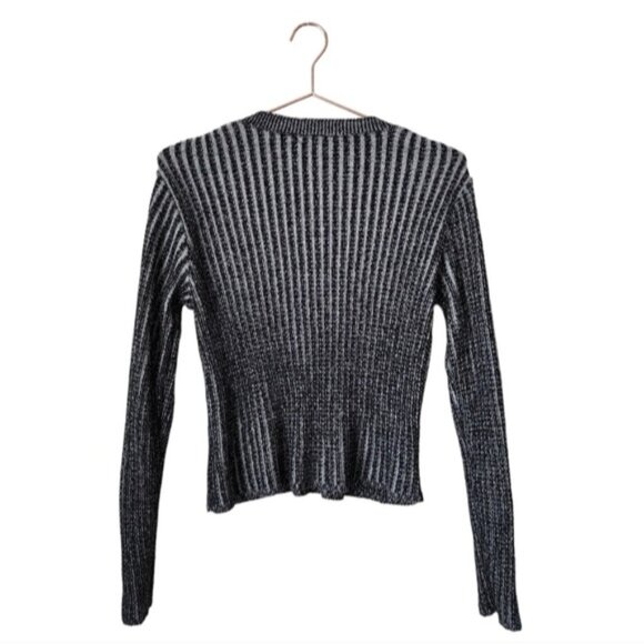SILVER TAB BY LEVIS x Y2K cropped ribbed long sleeve sweater Dark Academia L - Picture 3 of 8